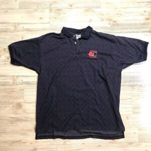 Vintage Cleveland Indians Polo Shirt Navy XL Dynasty Chief Wahoo Collared Vtg